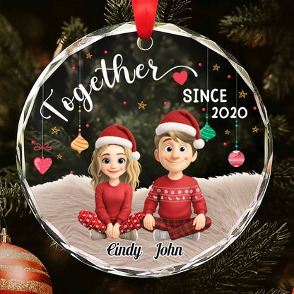 Together Since, Cartoon Couple With Santa Hats
