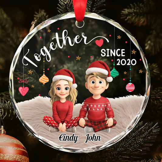 Together Since, Cartoon Couple With Santa Hats