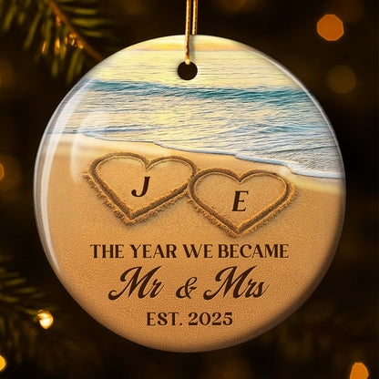 The Year We Became Mr And Mrs Hearts On Beach