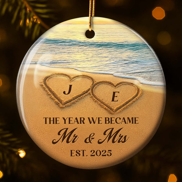The Year We Became Mr And Mrs Hearts On Beach