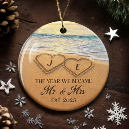 The Year We Became Mr And Mrs Hearts On Beach