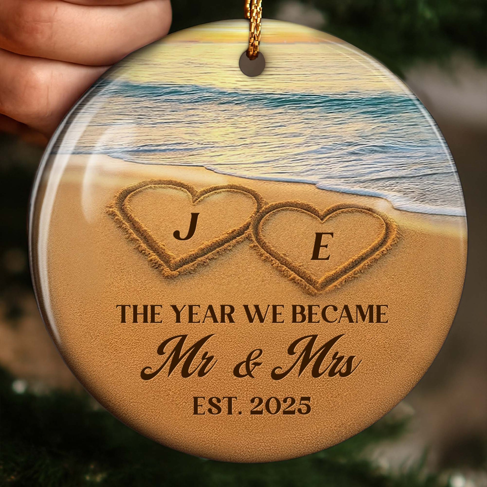 The Year We Became Mr And Mrs Hearts On Beach