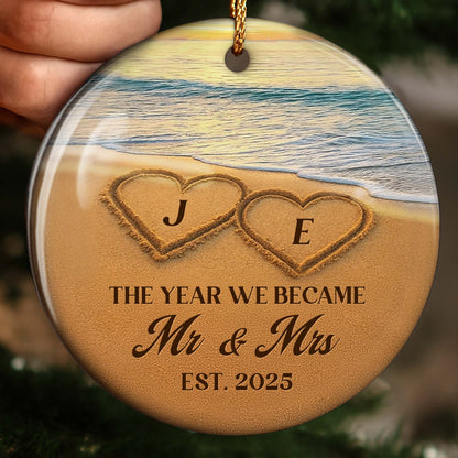 The Year We Became Mr And Mrs Hearts On Beach