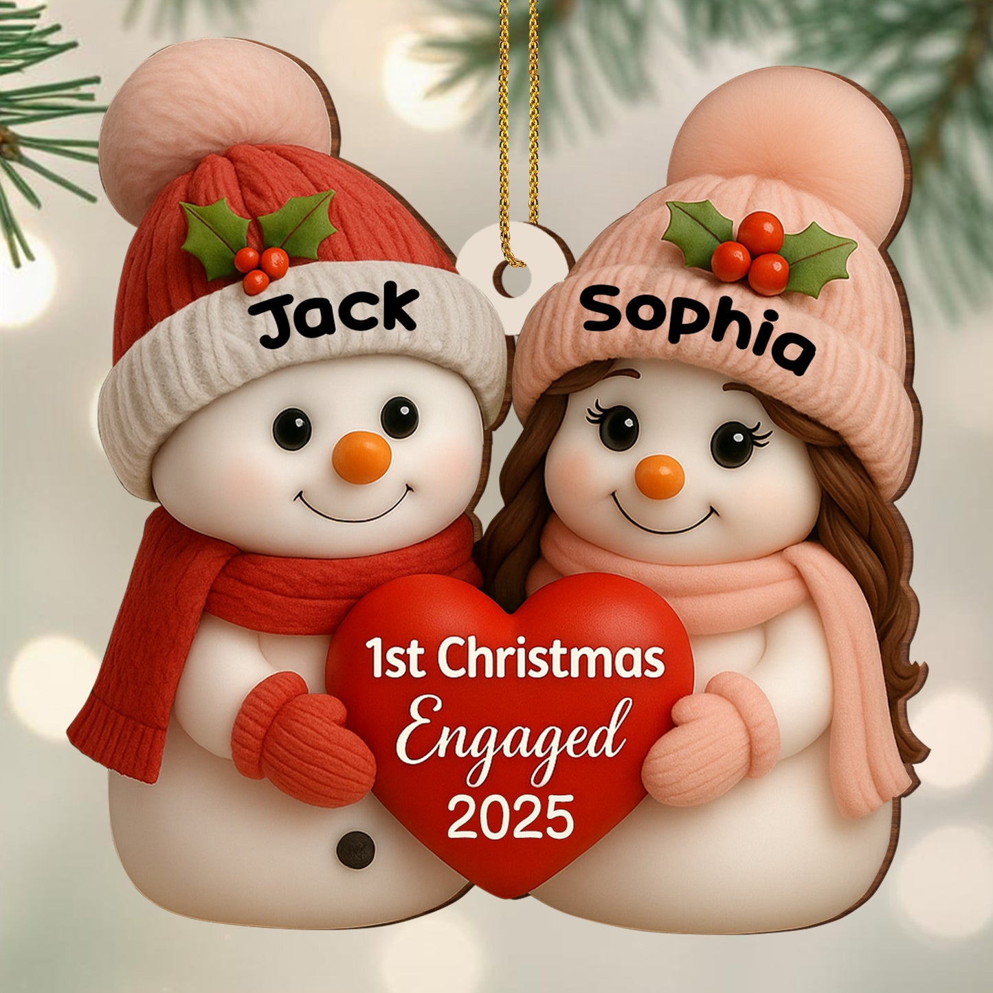 1st Christmas Engaged Snowman Ornament