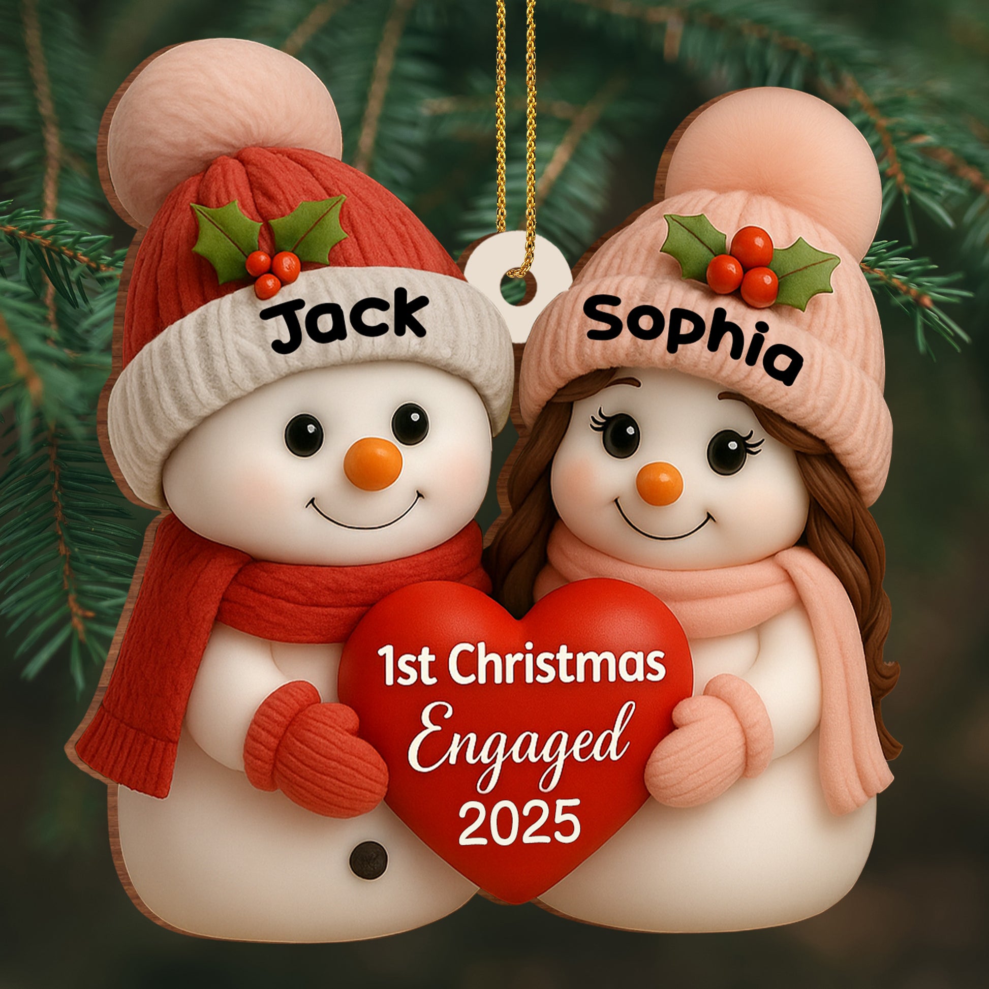 1st Christmas Engaged Snowman Ornament
