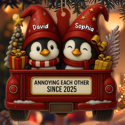 Annoying Each Other Since, Penguins In Vintage Truck
