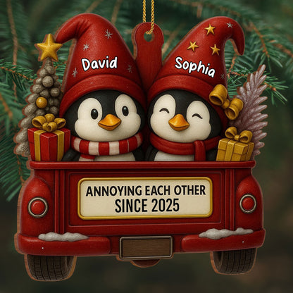 Annoying Each Other Since, Penguins In Vintage Truck