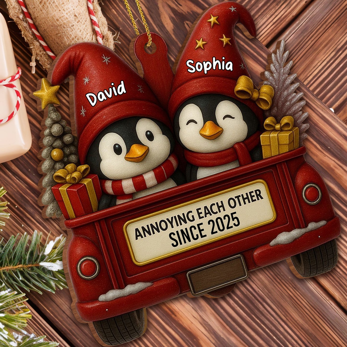 Annoying Each Other Since, Penguins In Vintage Truck