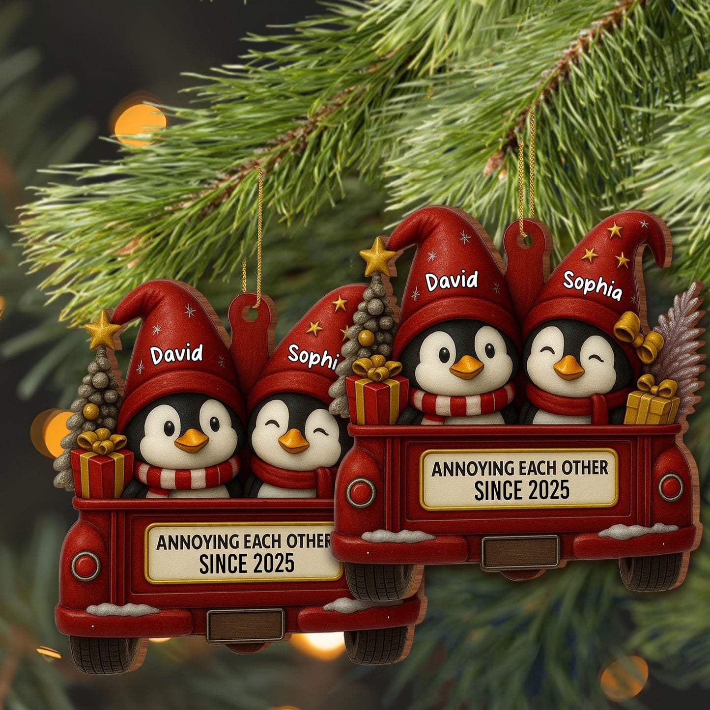 Annoying Each Other Since, Penguins In Vintage Truck