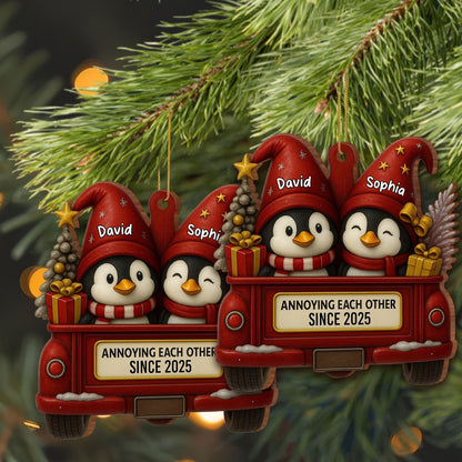 Annoying Each Other Since, Penguins In Vintage Truck