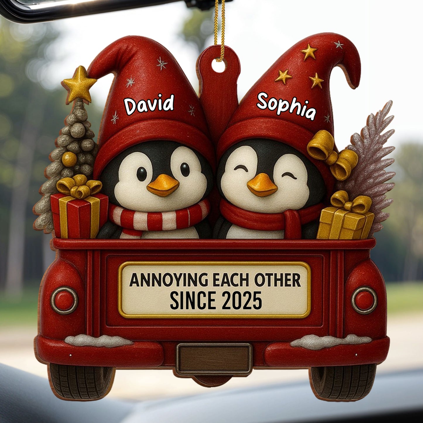 Annoying Each Other Since, Penguins In Vintage Truck
