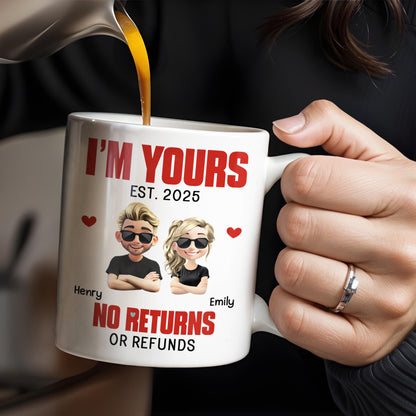 I'm Yours No Returns Or Refunds, Cartoon Couple With Hearts