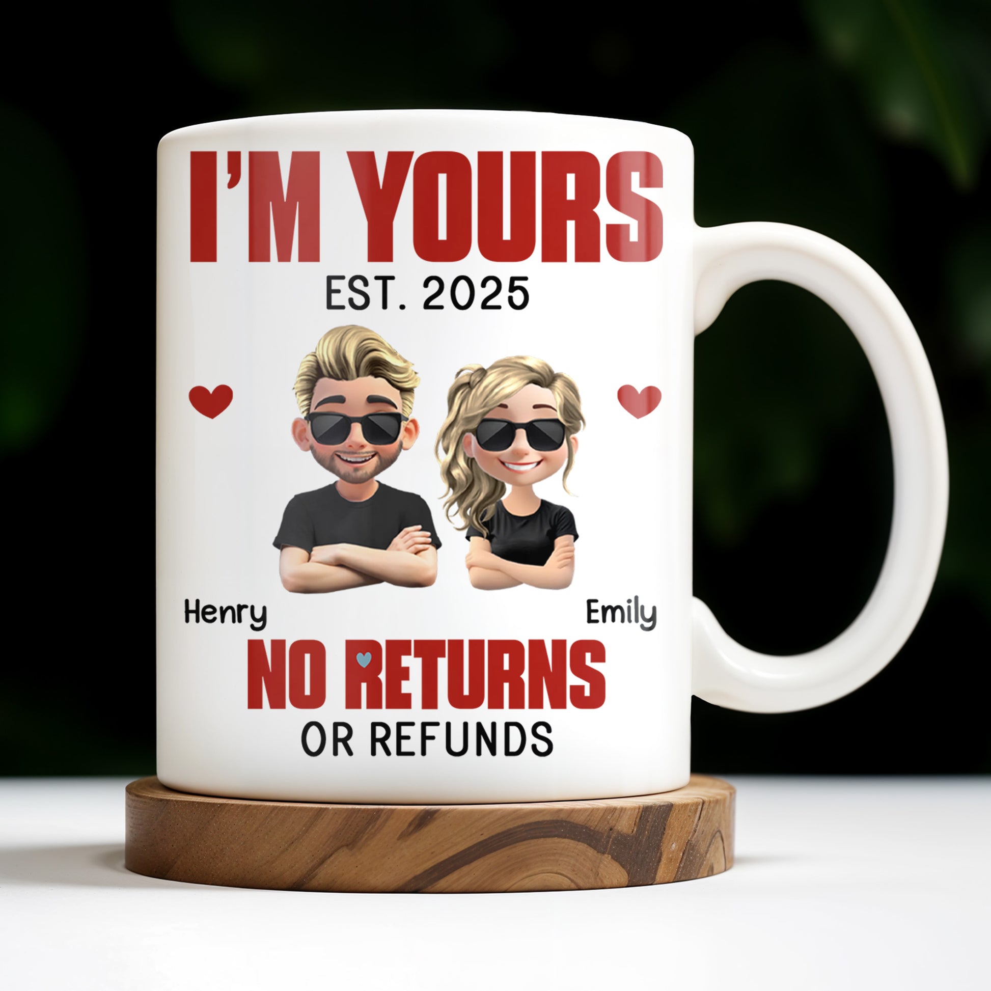 I'm Yours No Returns Or Refunds, Cartoon Couple With Hearts