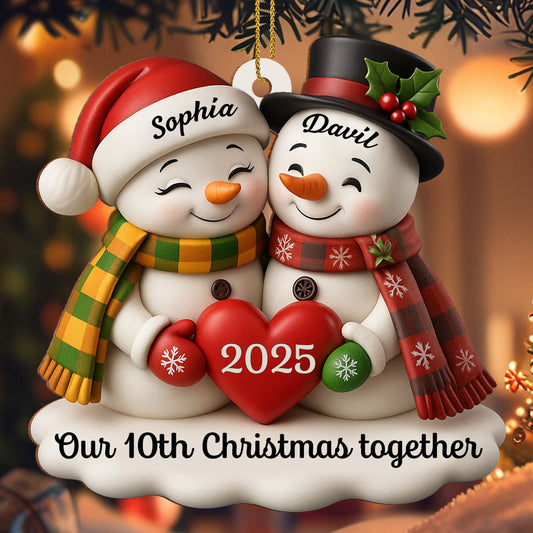 Our Christmas Together, Snowmen With Hearts And Holly