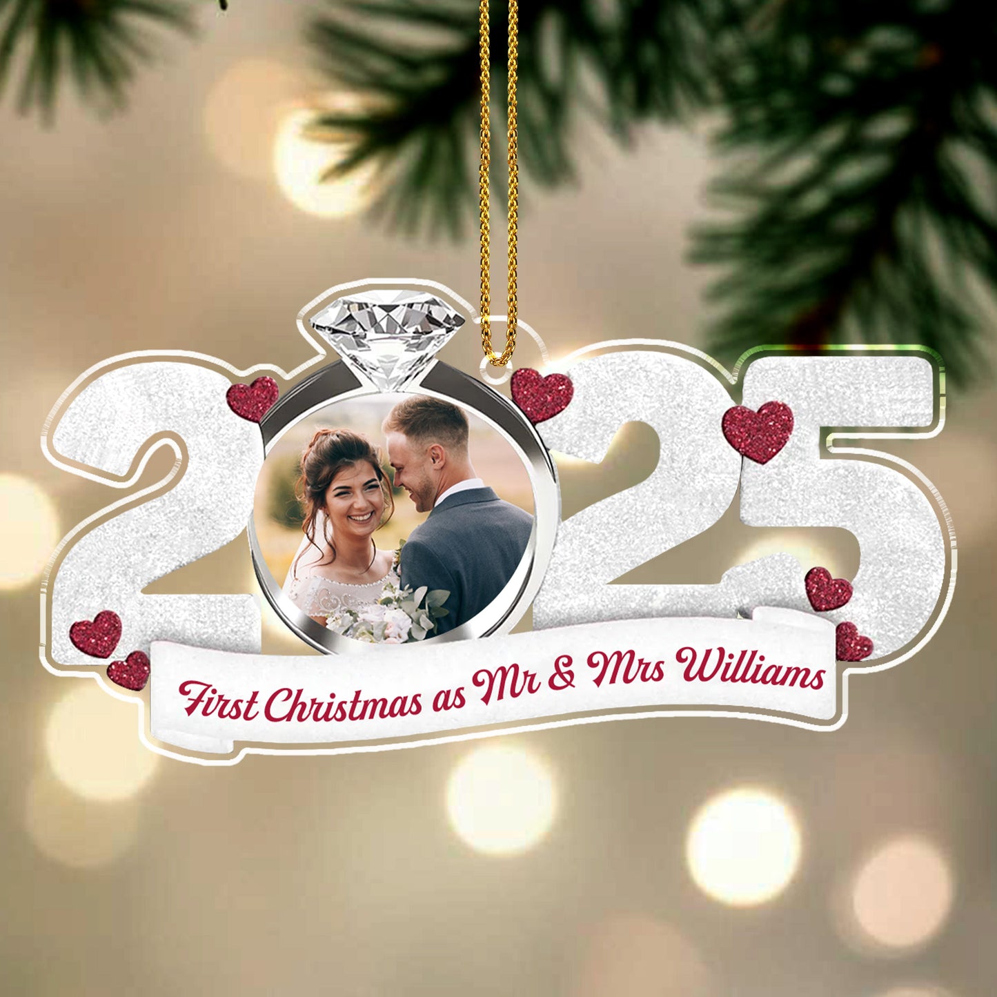 First Christmas As Mr & Mrs With Hearts