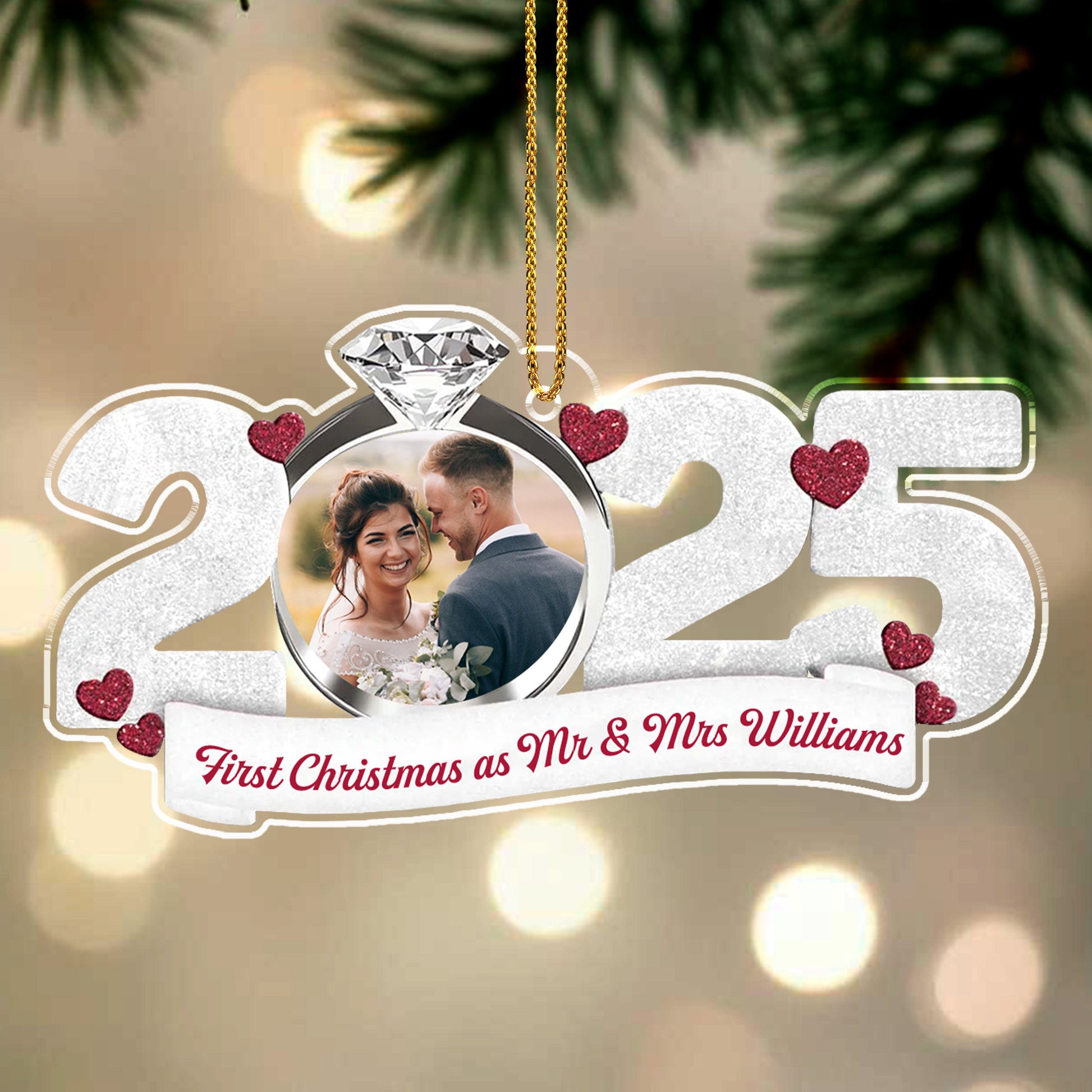 First Christmas As Mr & Mrs With Hearts