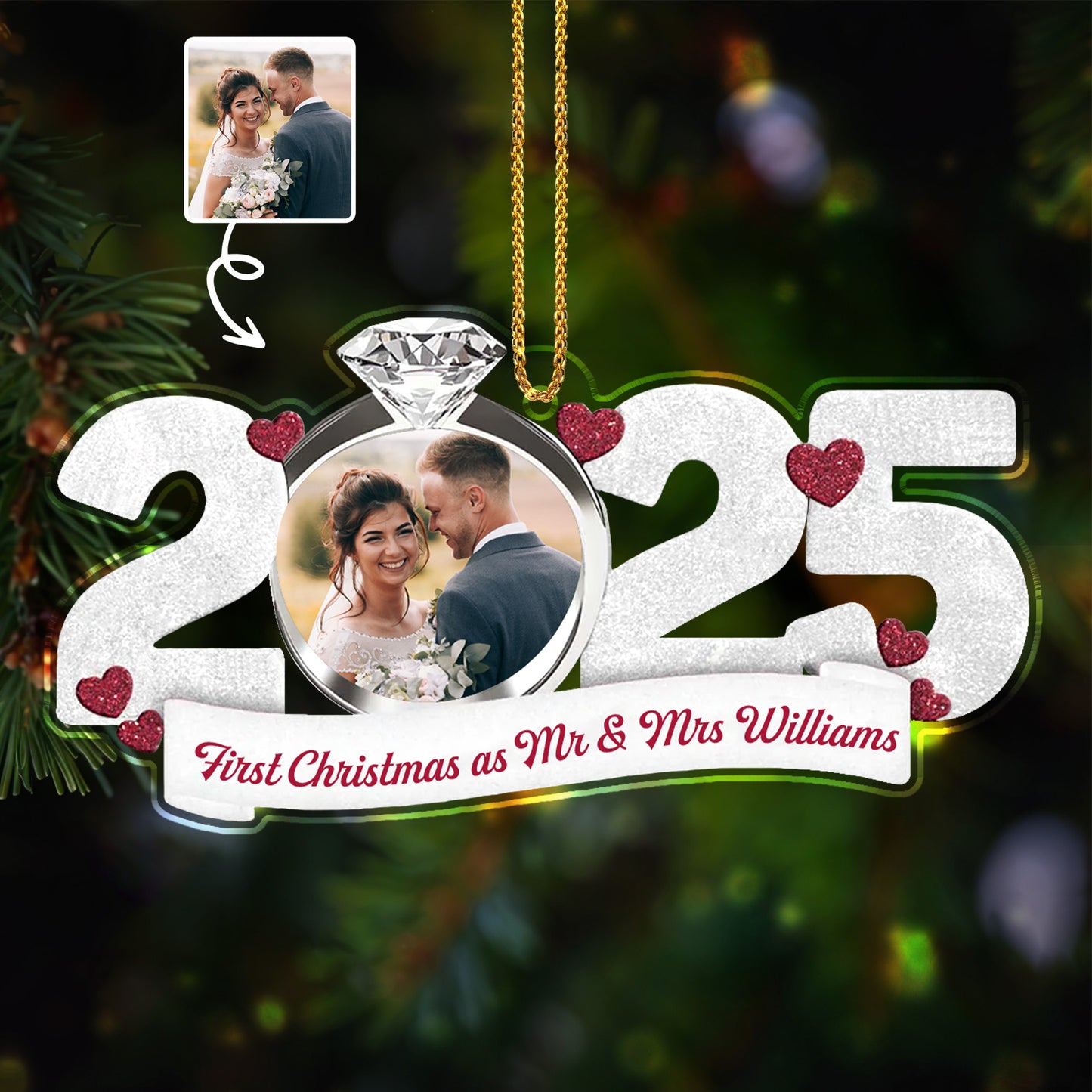 First Christmas As Mr & Mrs With Hearts