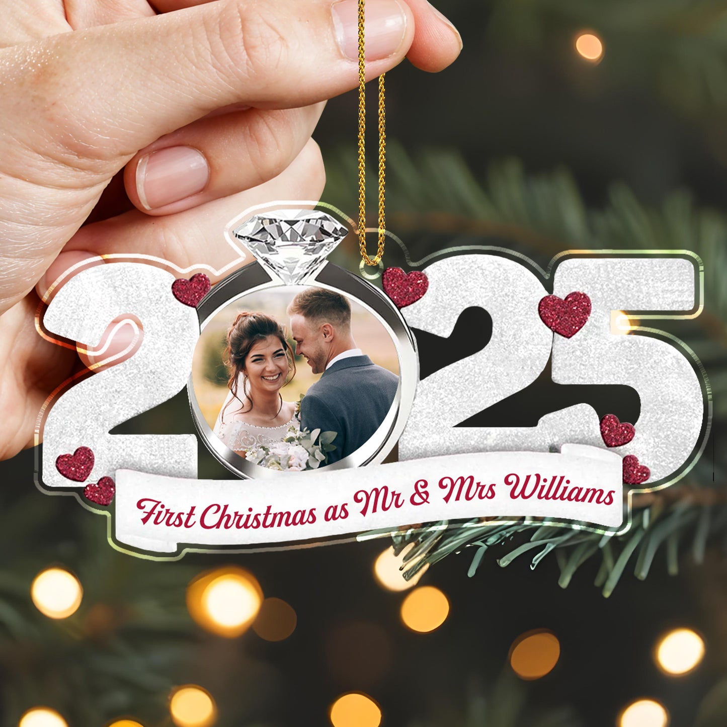 First Christmas As Mr & Mrs With Hearts