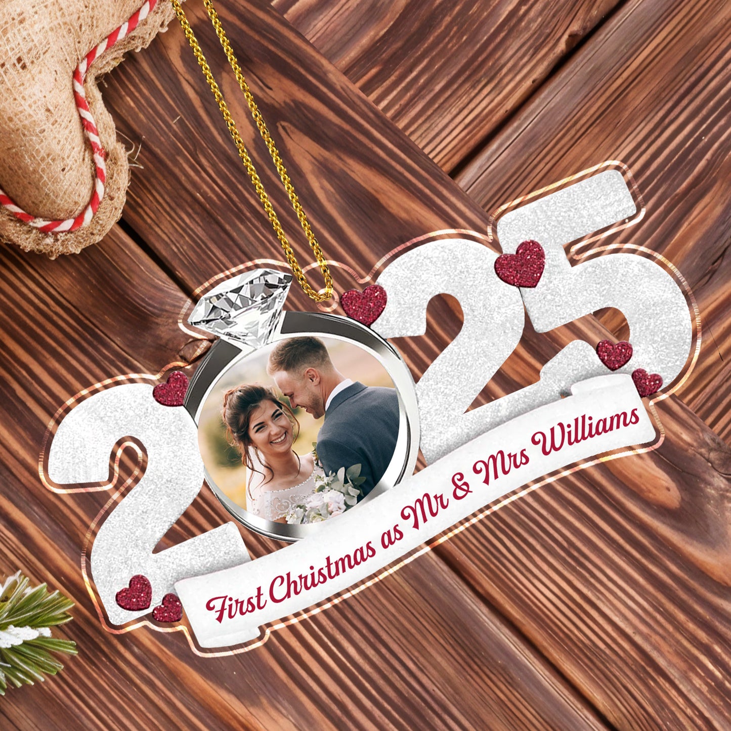 First Christmas As Mr & Mrs With Hearts