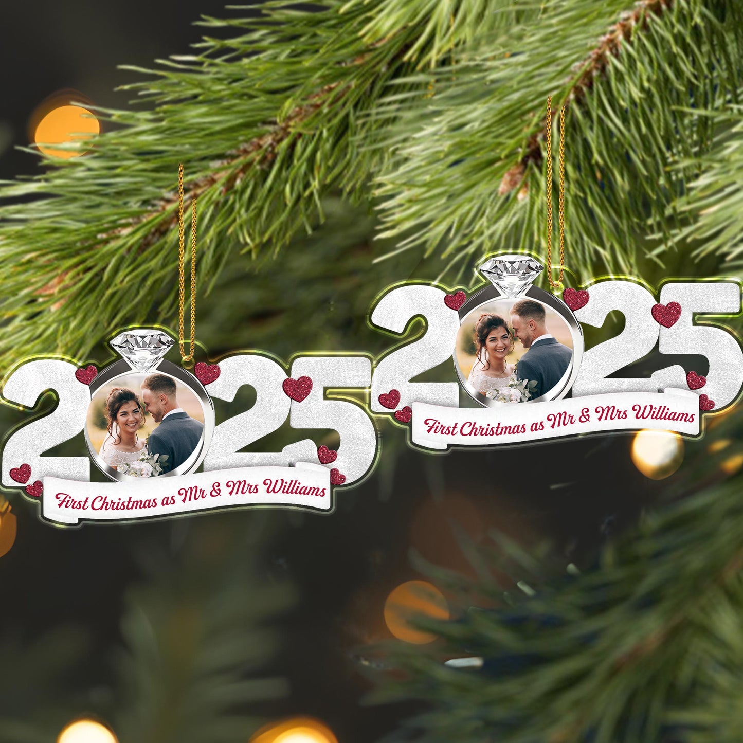 First Christmas As Mr & Mrs With Hearts