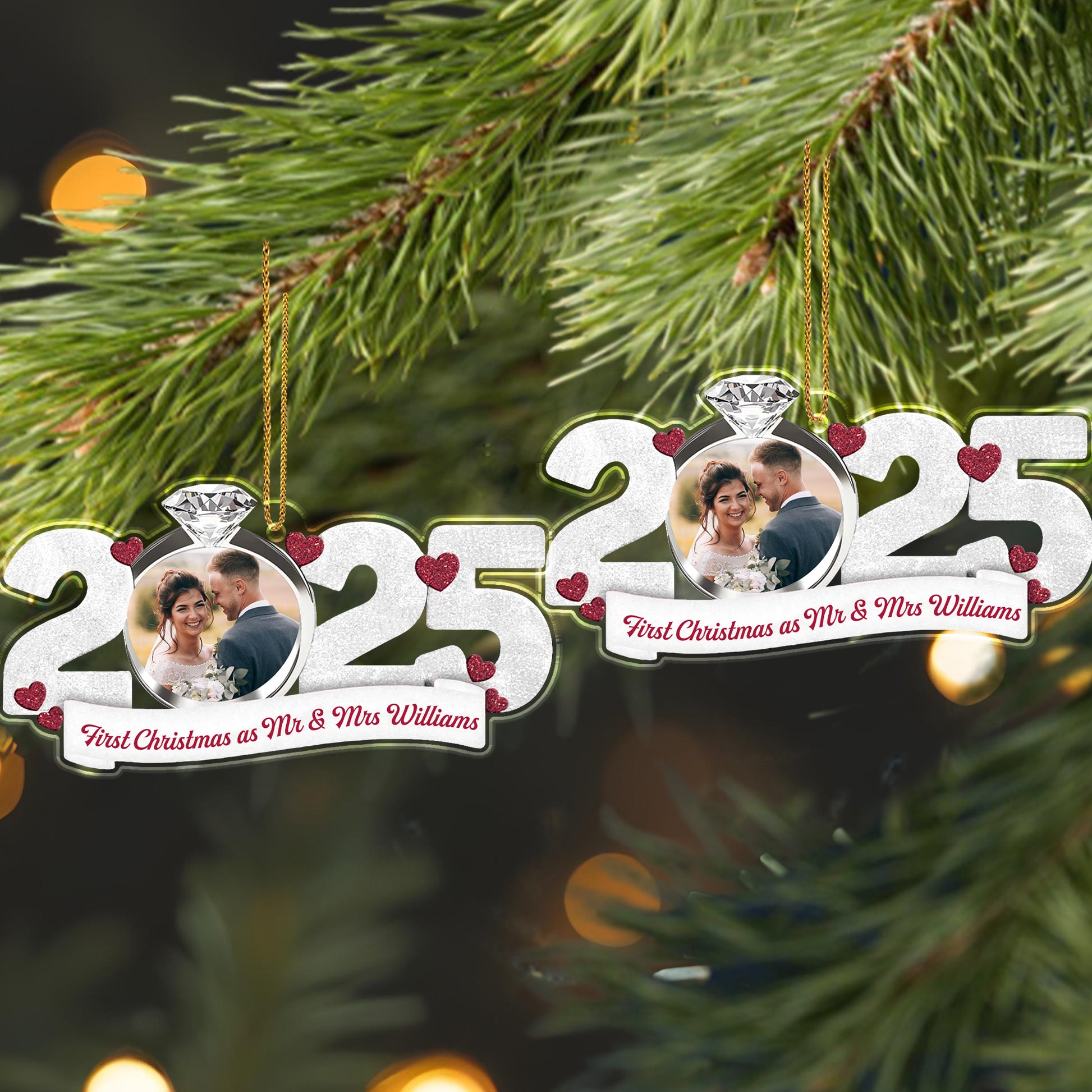 First Christmas As Mr & Mrs With Hearts