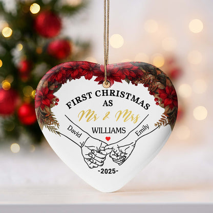 First Christmas As Mr & Mrs With Heart And Poinsettia