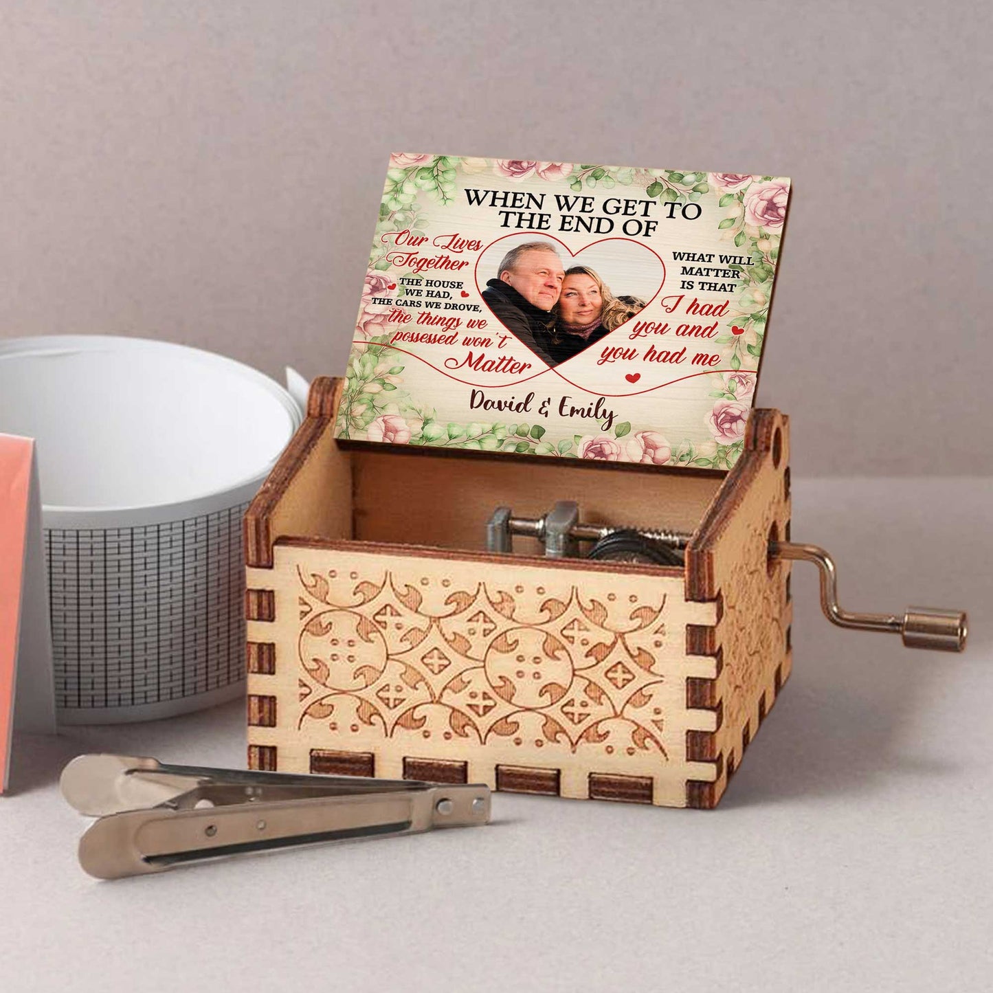 When We Get To The End Of Our Lives Together, I Had You And You Had Me, Roses Heart - Custom Music Box With "You Are My Sunshine" Tune - CPL558_MZB