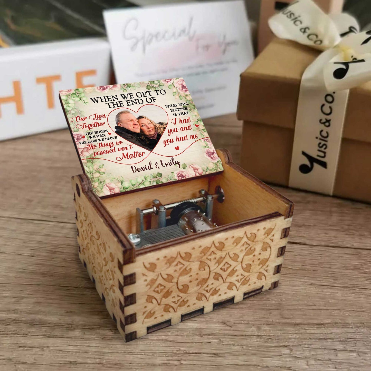 When We Get To The End Of Our Lives Together, I Had You And You Had Me, Roses Heart - Custom Music Box With "You Are My Sunshine" Tune - CPL558_MZB