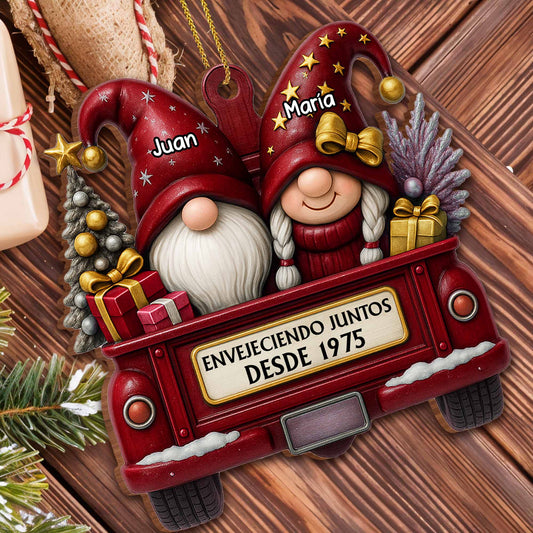 Aging Together Since, Gnomes in Truck with Gifts