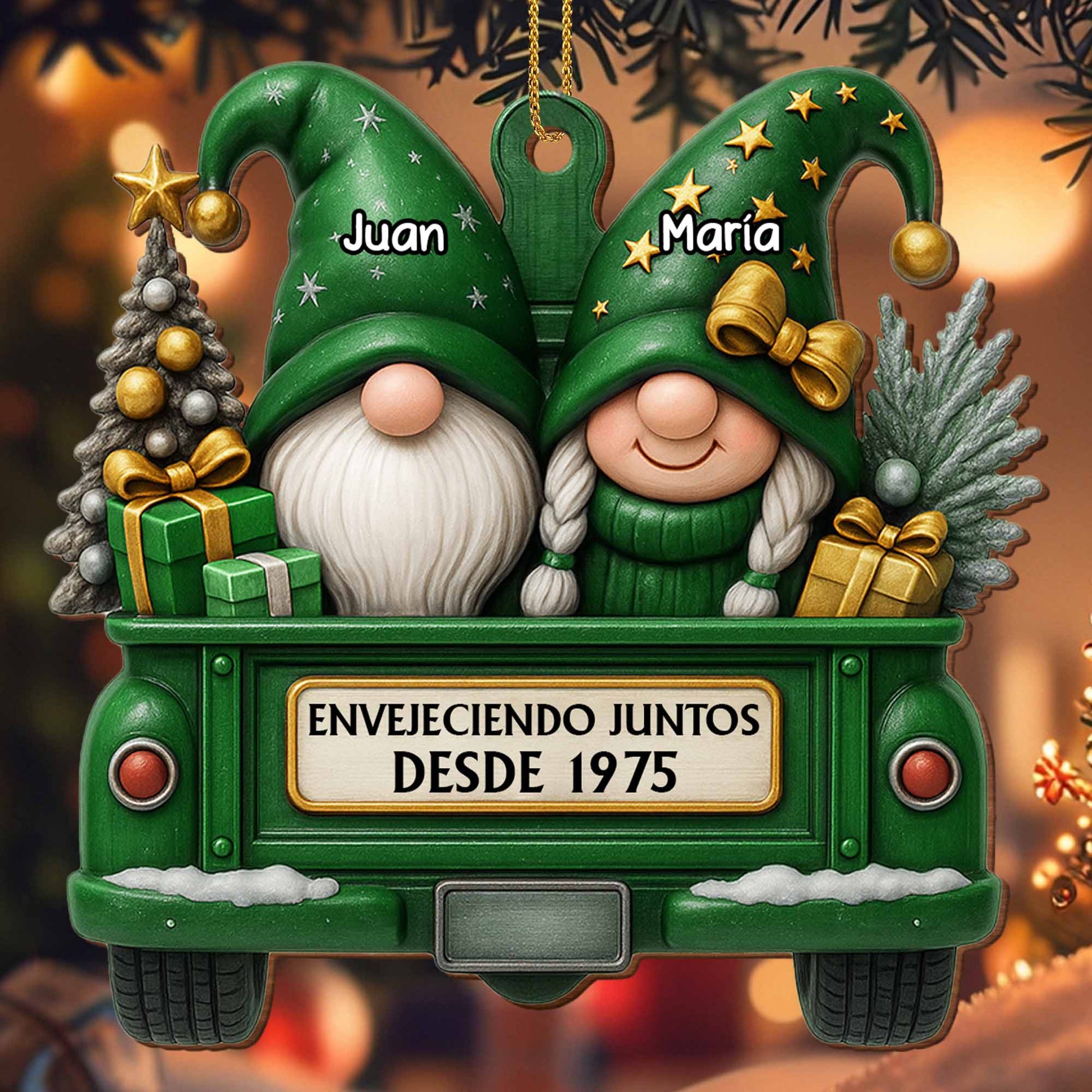 Aging Together Since, Gnomes in Truck with Gifts