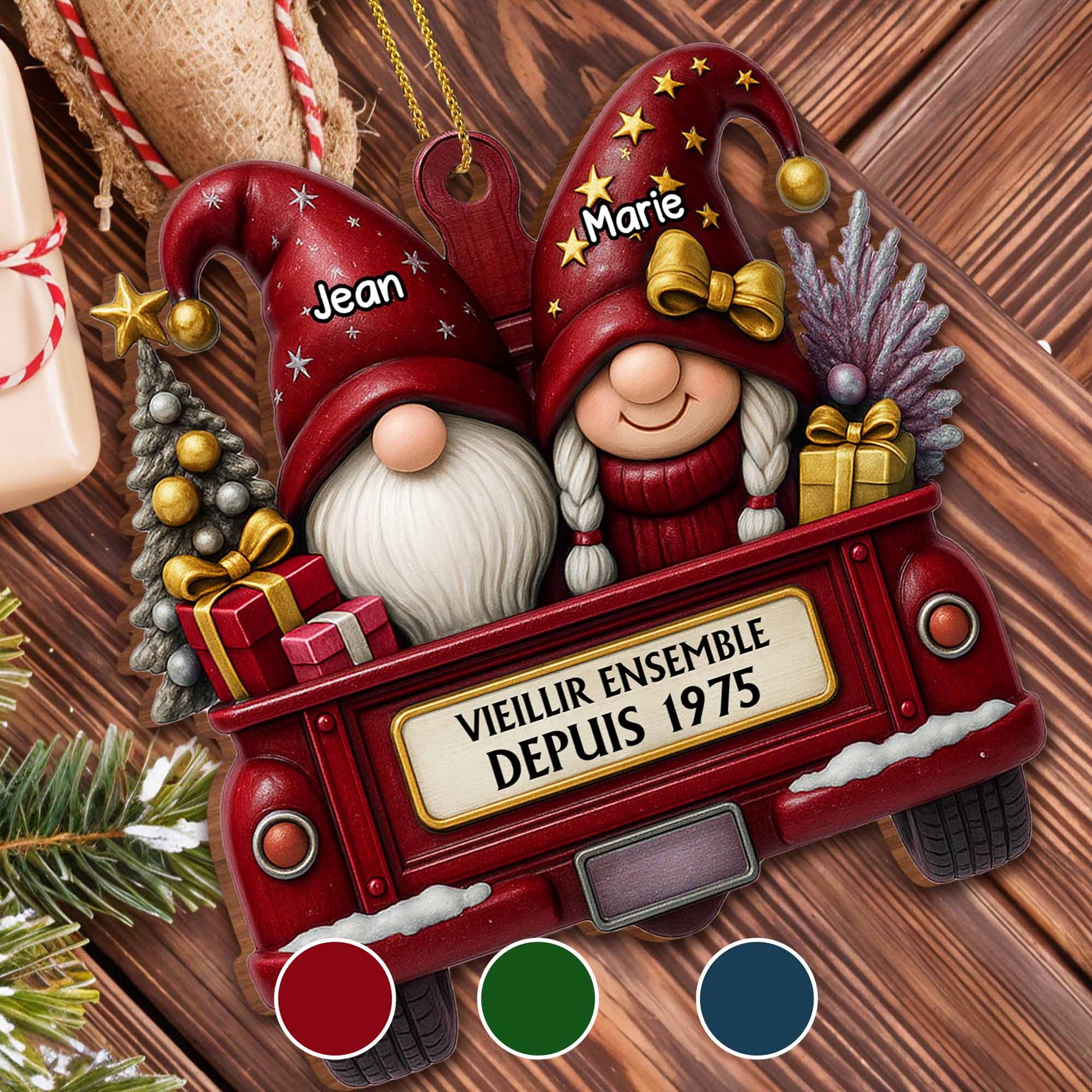 Growing Old Together Since, Gnomes In Festive Truck
