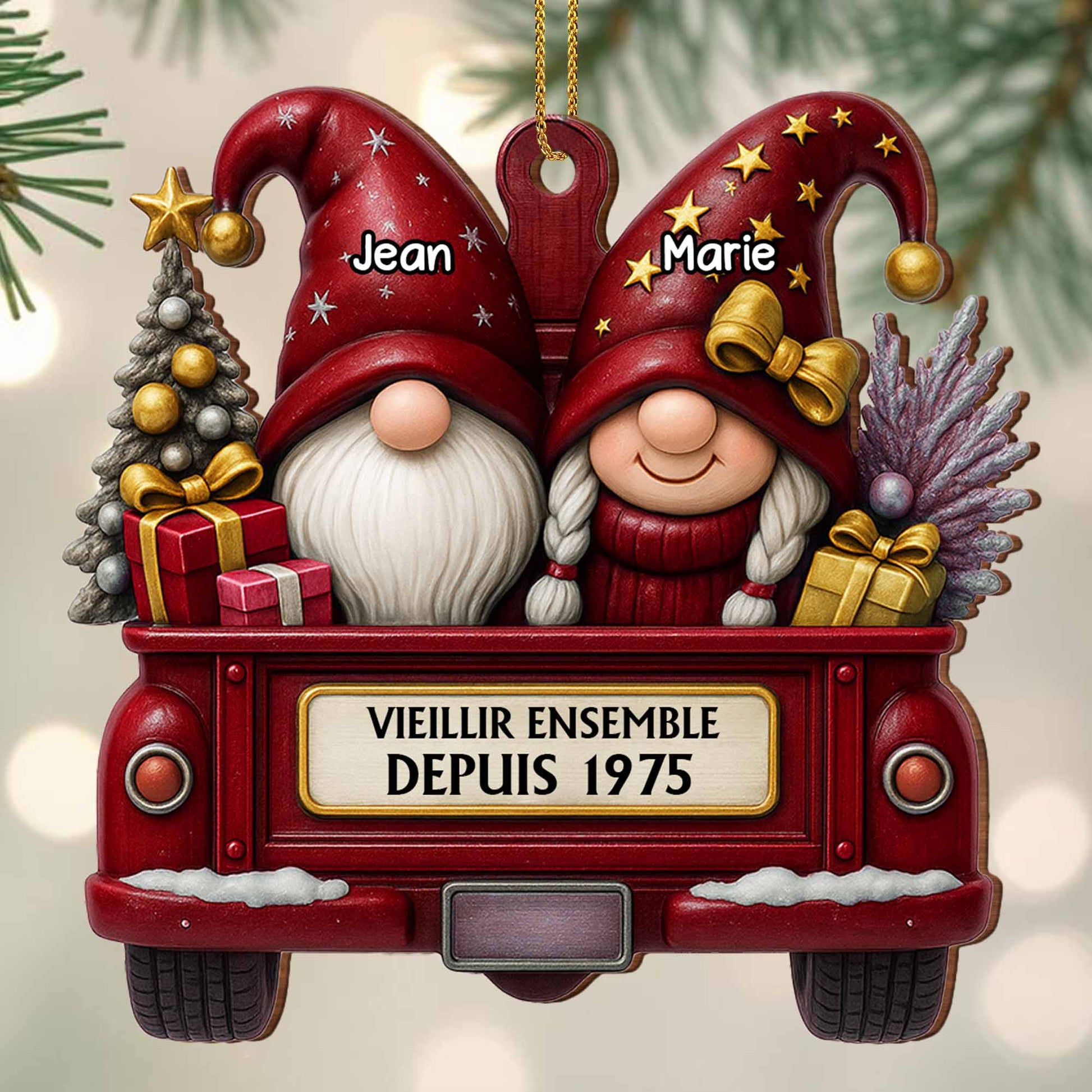 Growing Old Together Since, Gnomes In Festive Truck