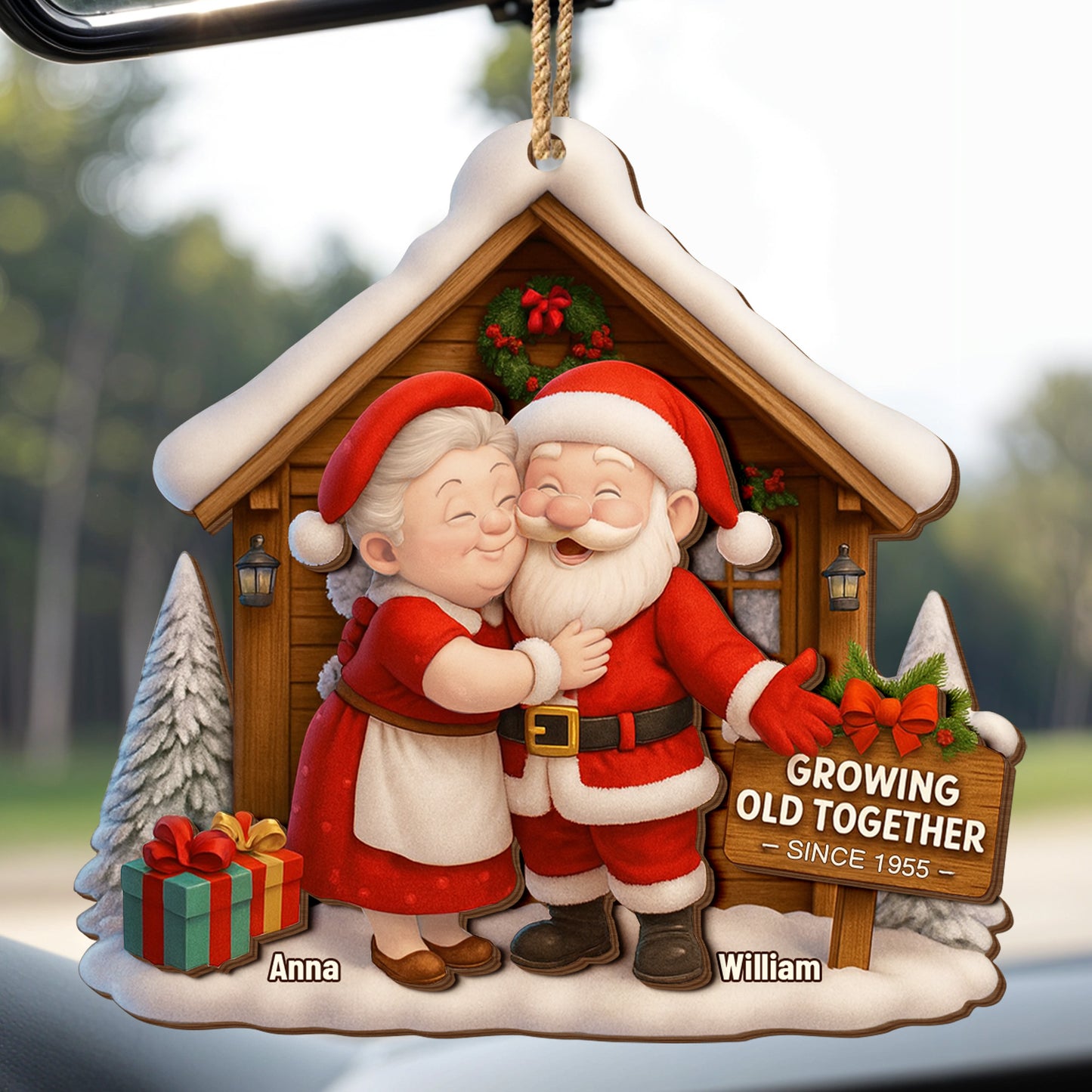 Growing Old Together, Santa And Mrs. Claus Ornament - Personalized Custom Wood Ornament, Custom Shaped - CPL563_WDO