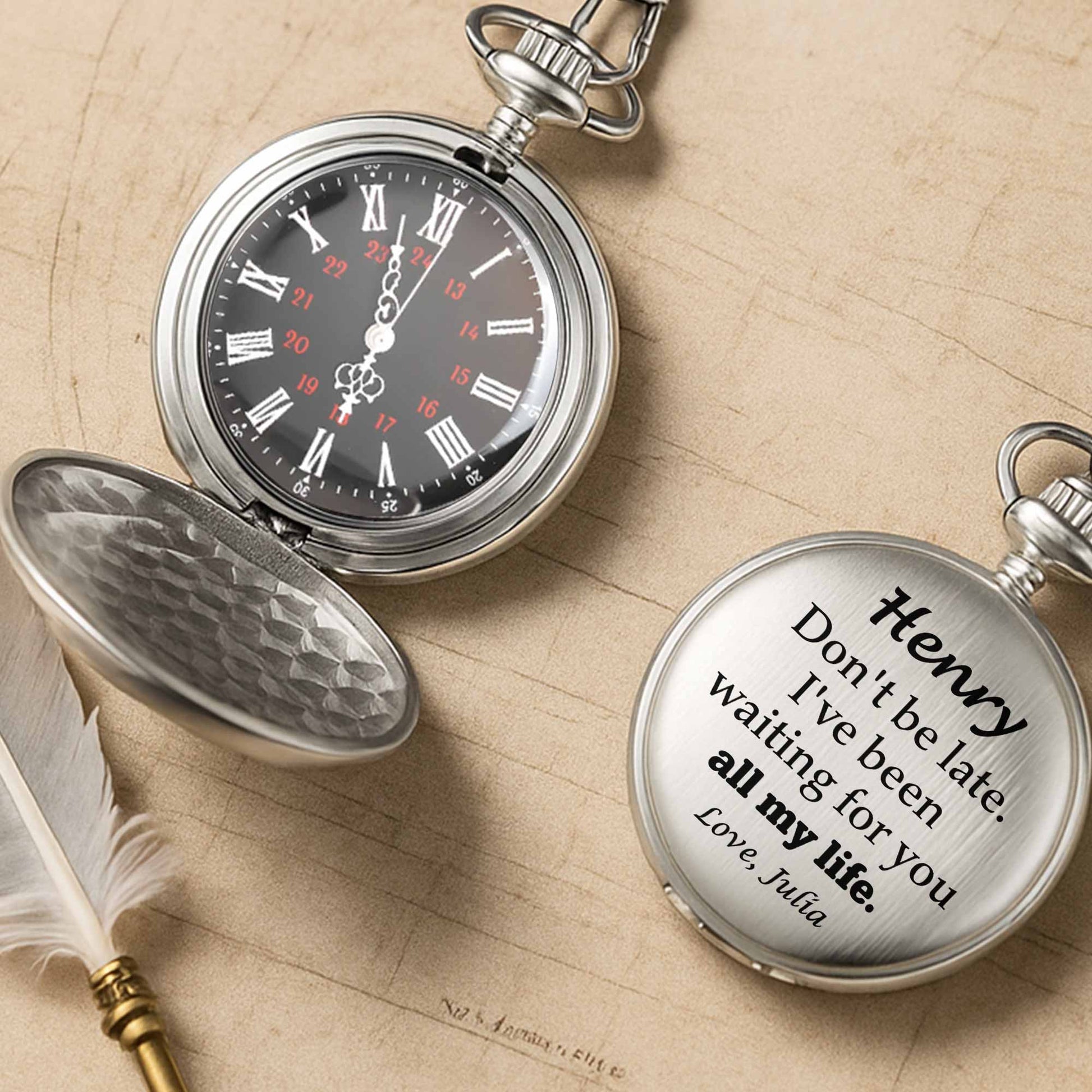 Don't Be Late, I've Been Waiting For You, Engraved Clock