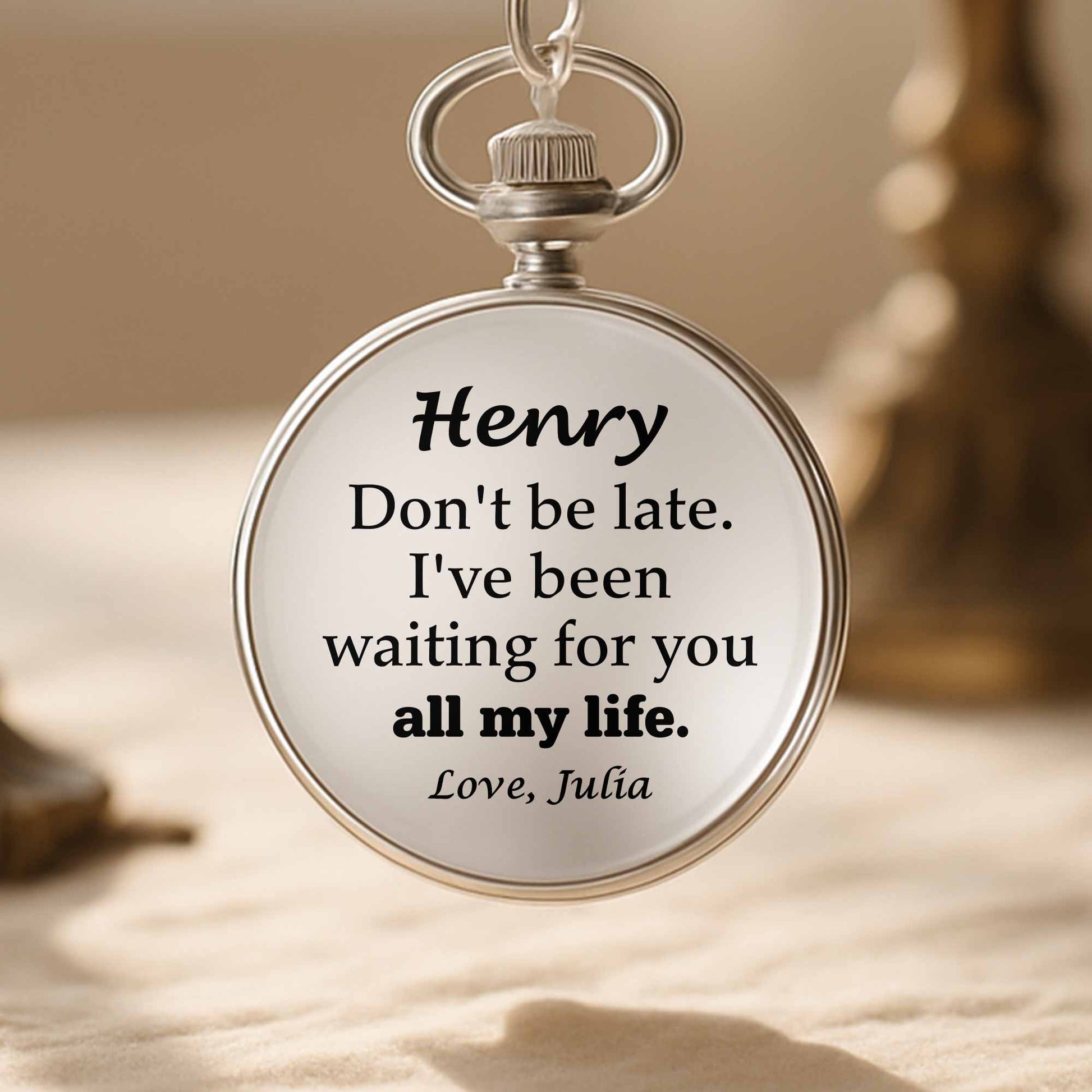 Don't Be Late, I've Been Waiting For You, Engraved Clock