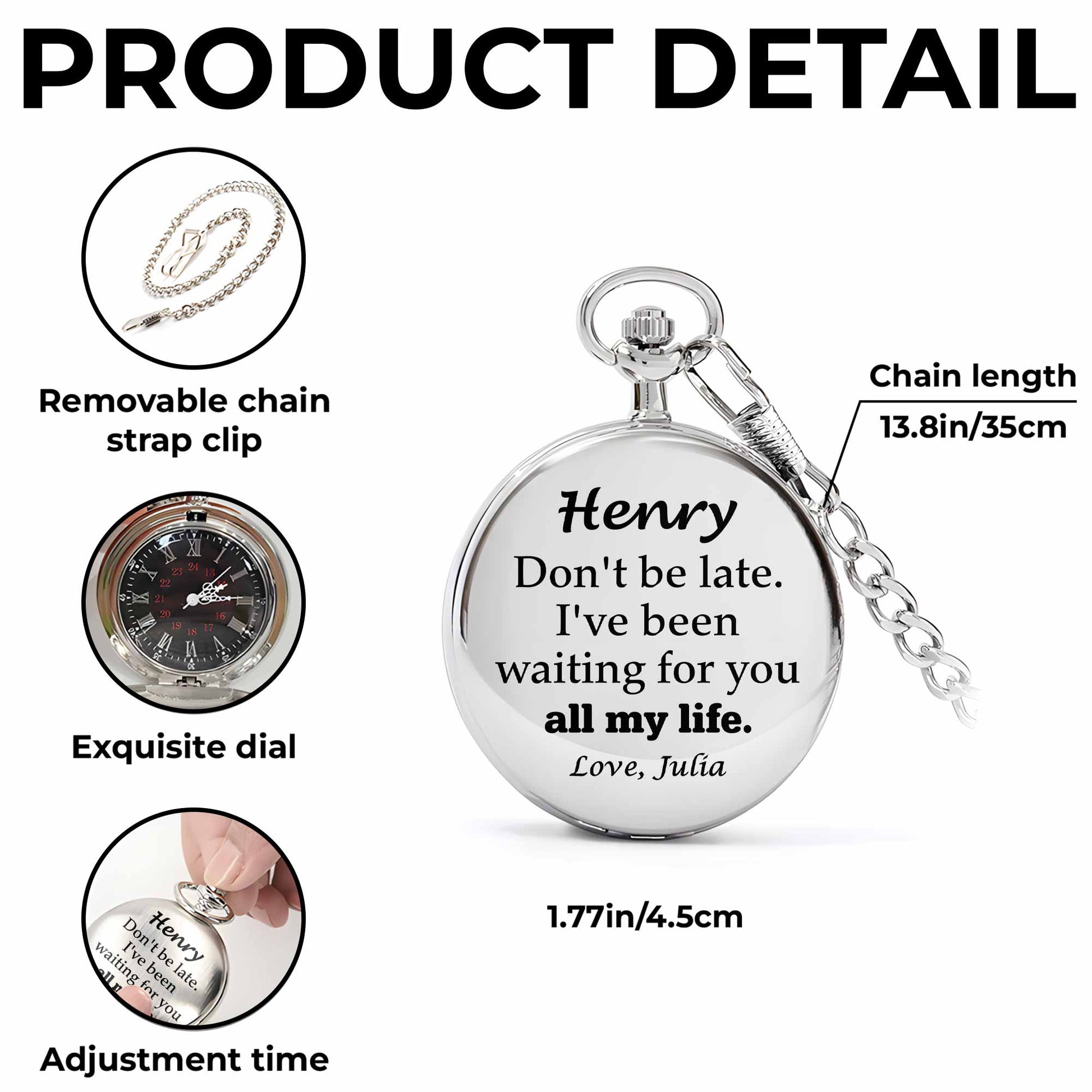 Don't Be Late, I've Been Waiting For You, Engraved Clock