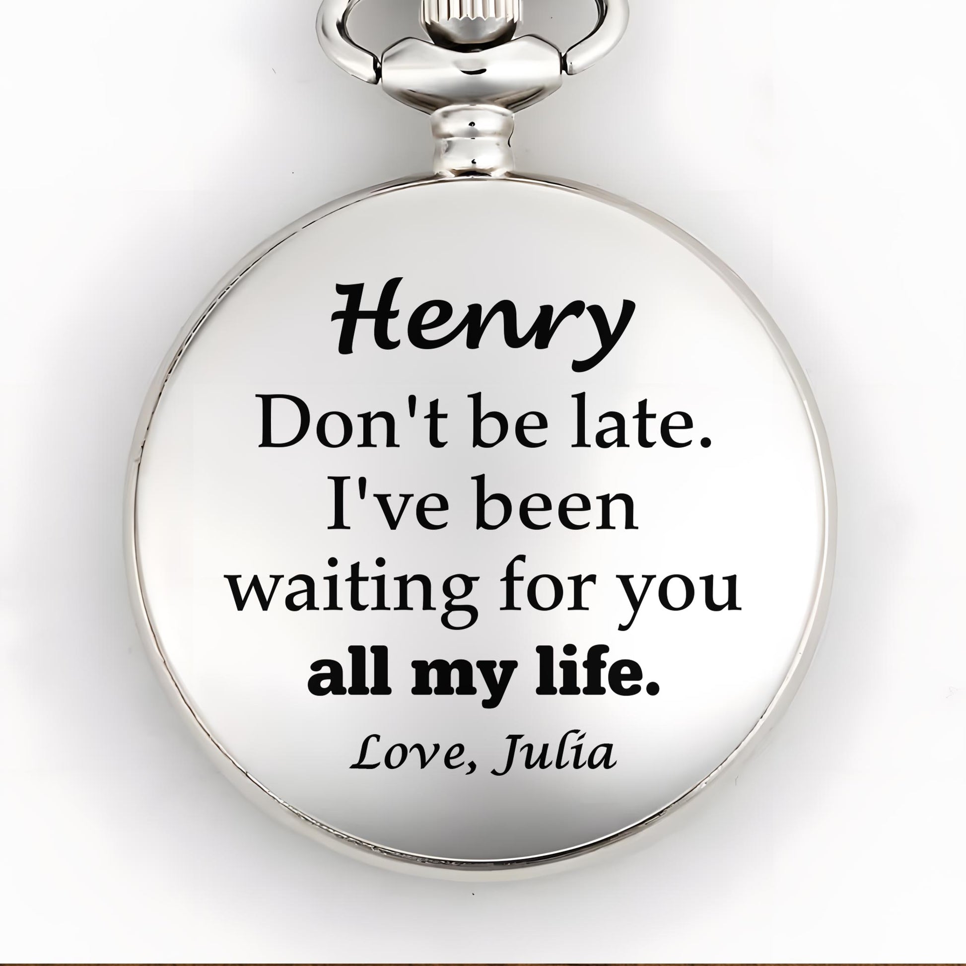 Don't Be Late, I've Been Waiting For You, Engraved Clock