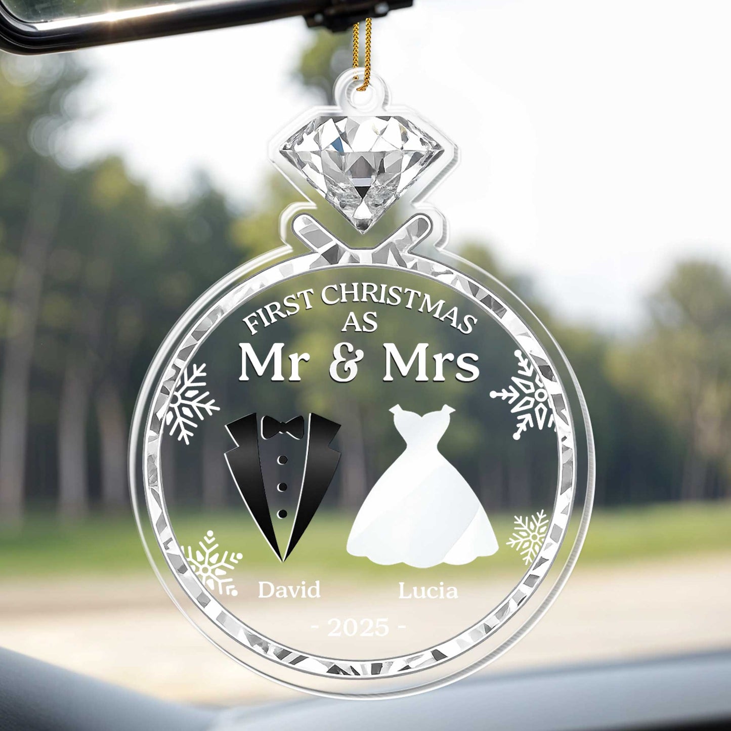 First Christmas As Mr & Mrs With Bride And Groom Silhouettes - Personalized Custom Acrylic Ornament, Christmas Gift - CPL567_ACO