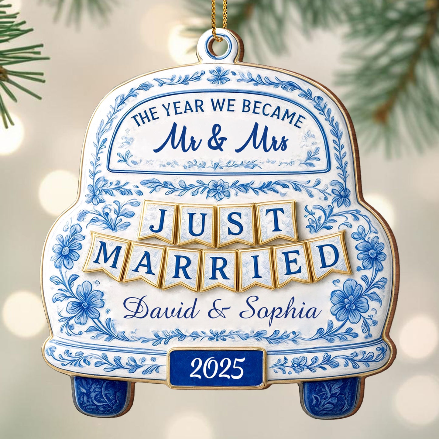 The Year We Became Mr & Mrs, Just Married Car Ornament
