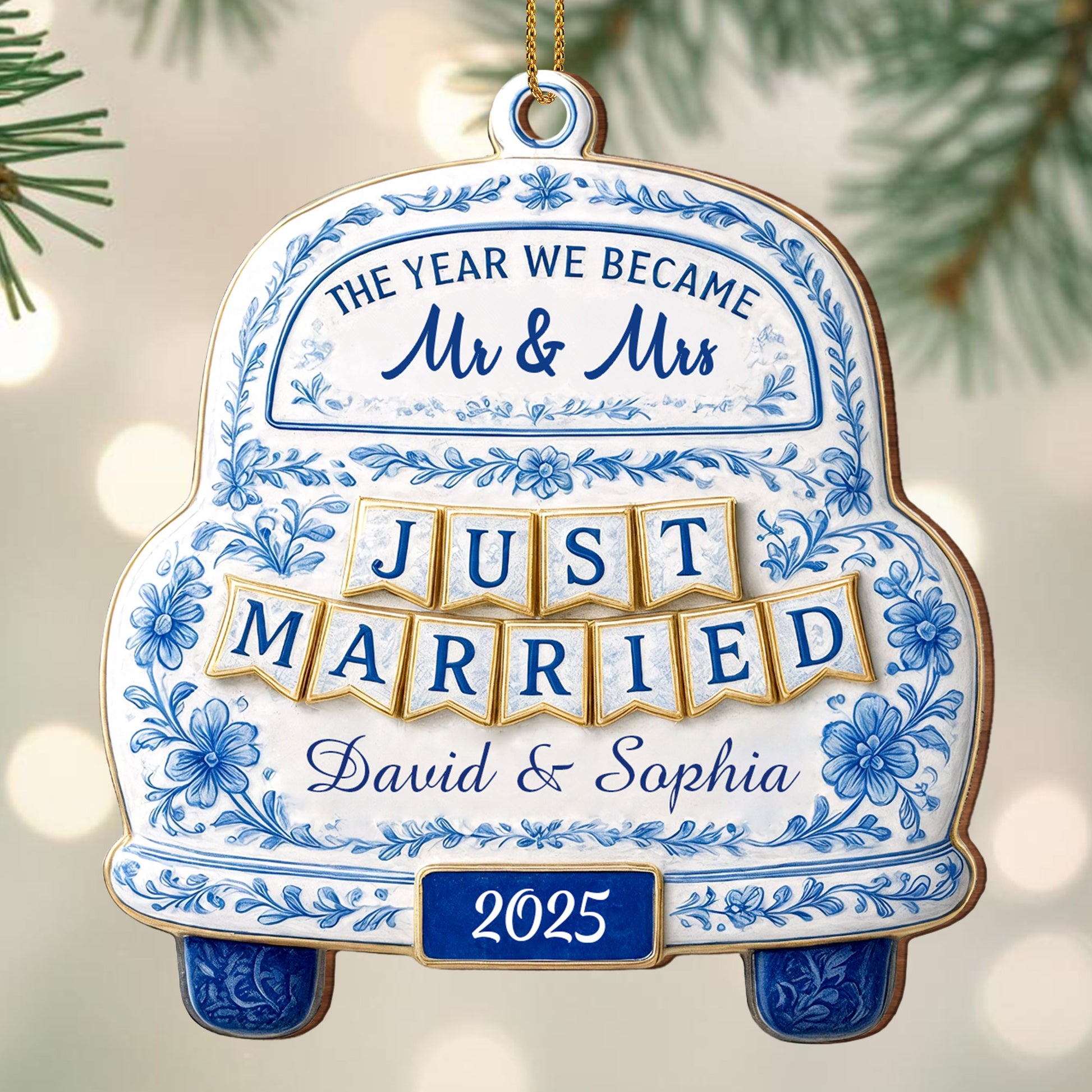 The Year We Became Mr & Mrs, Just Married Car Ornament