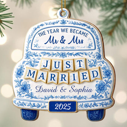 The Year We Became Mr & Mrs, Just Married Car Ornament