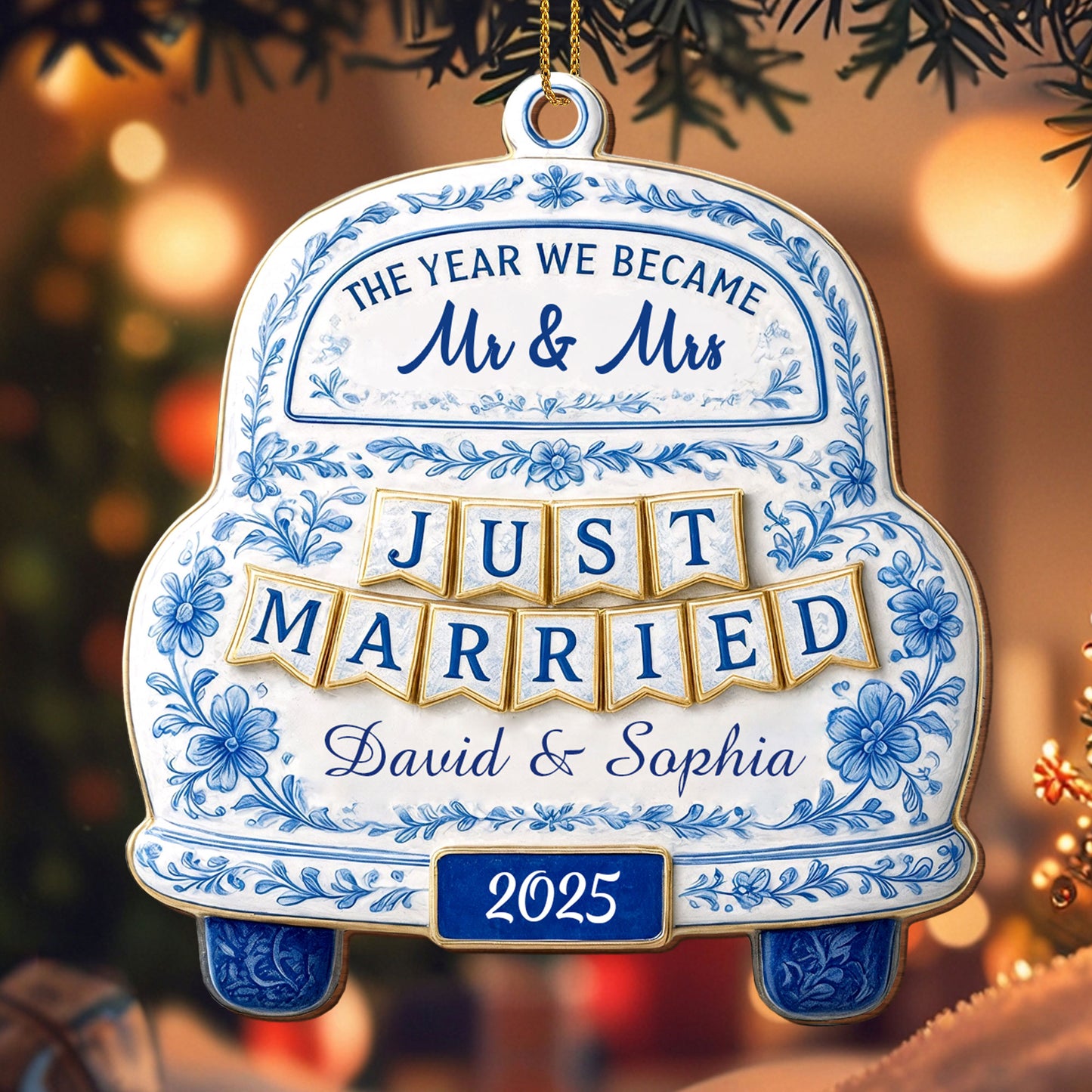 The Year We Became Mr & Mrs, Just Married Car Ornament