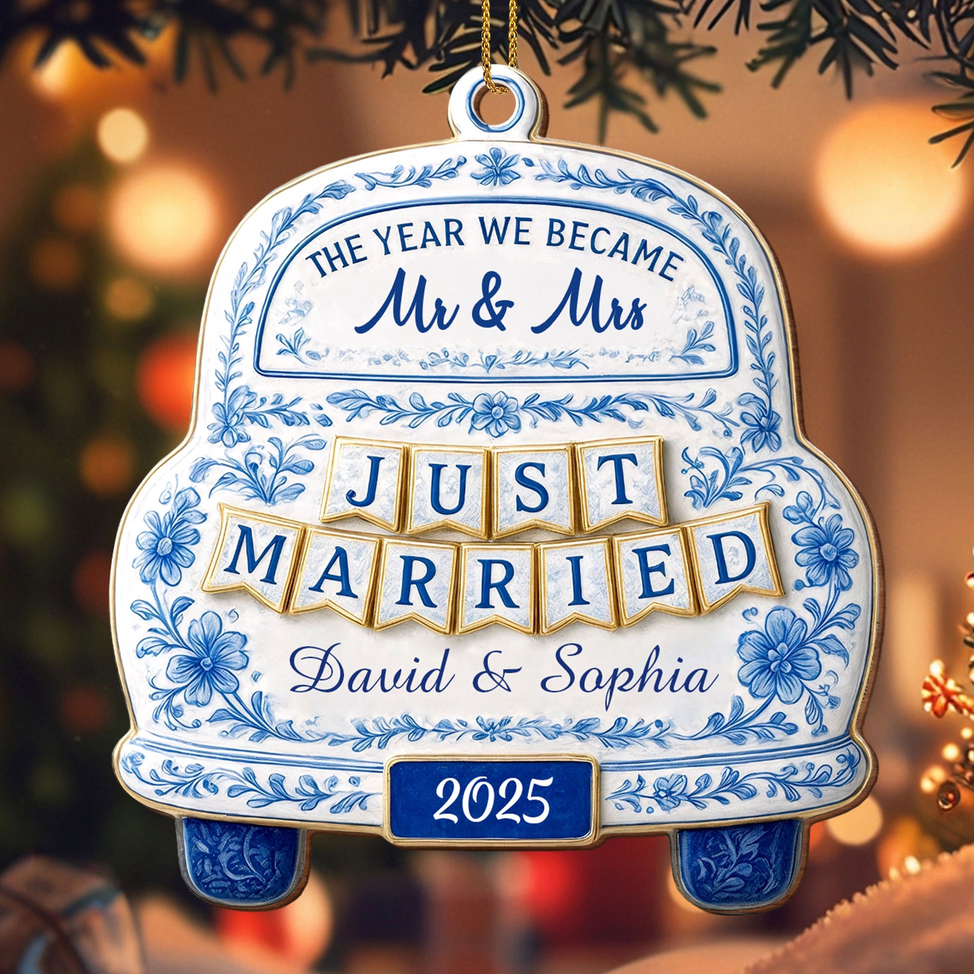 The Year We Became Mr & Mrs, Just Married Car Ornament