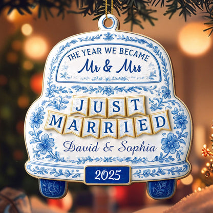 The Year We Became Mr & Mrs, Just Married Car Ornament