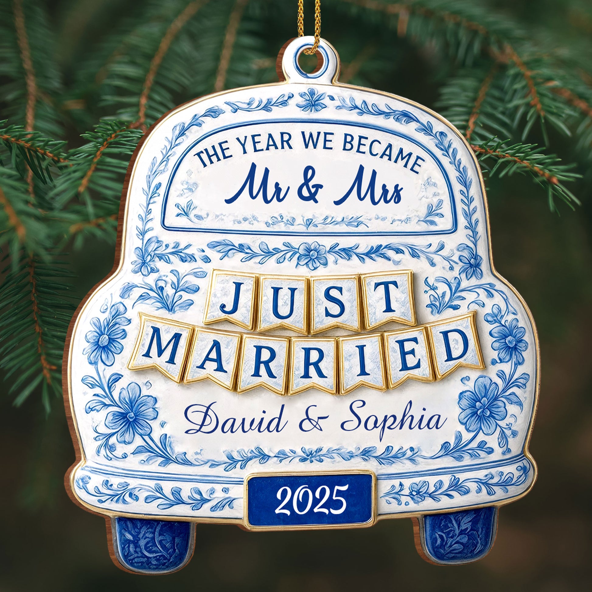 The Year We Became Mr & Mrs, Just Married Car Ornament