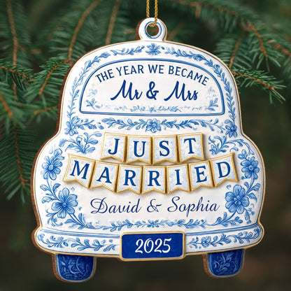 The Year We Became Mr & Mrs, Just Married Car Ornament