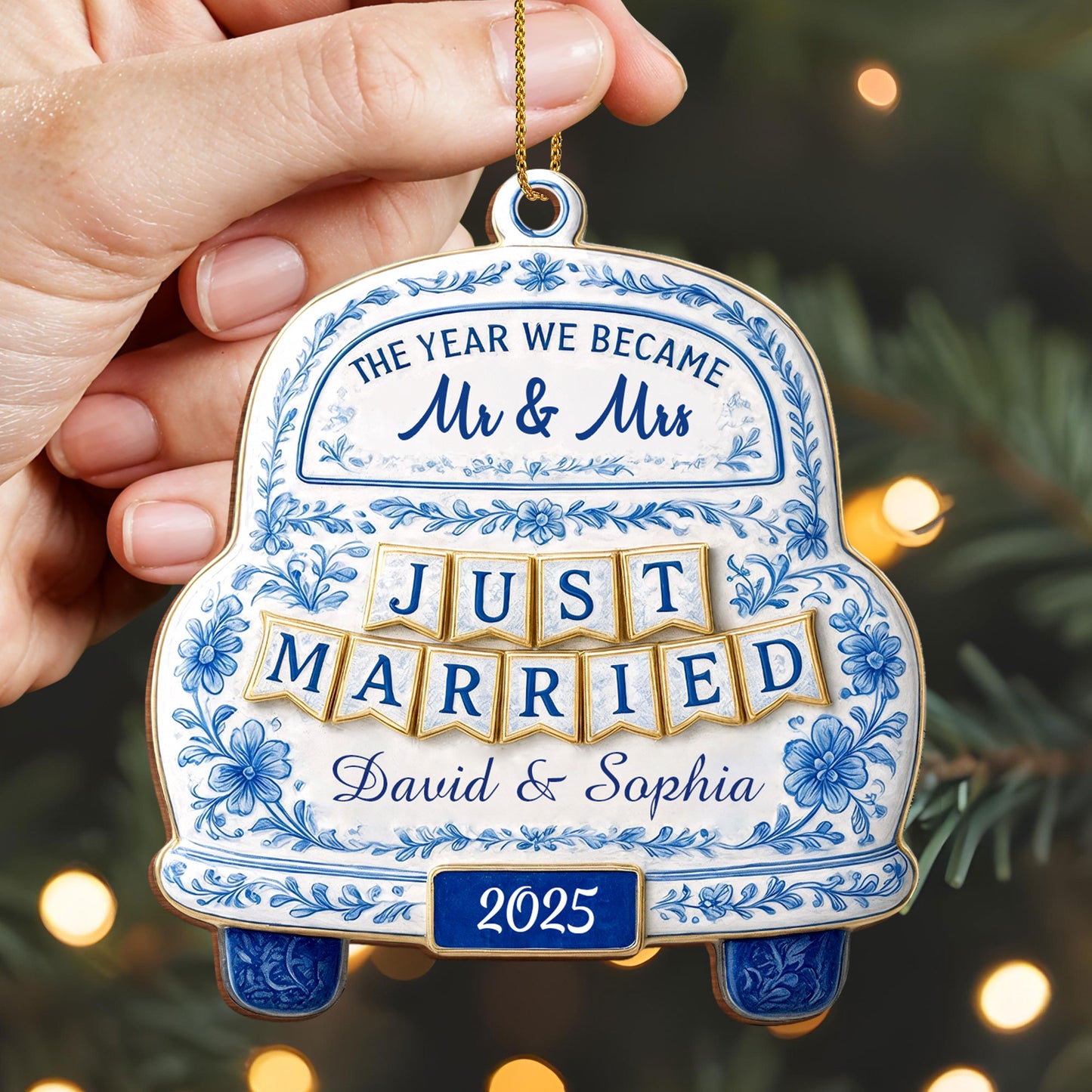 The Year We Became Mr & Mrs, Just Married Car Ornament