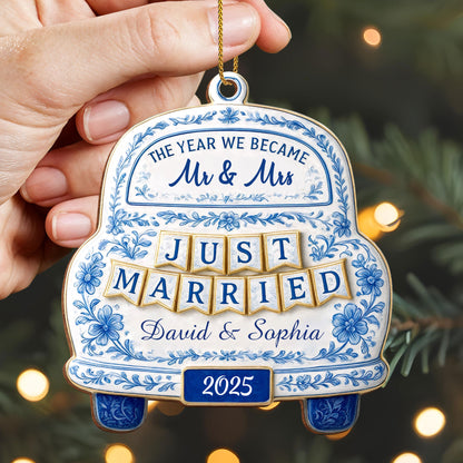 The Year We Became Mr & Mrs, Just Married Car Ornament