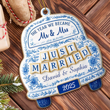 The Year We Became Mr & Mrs, Just Married Car Ornament