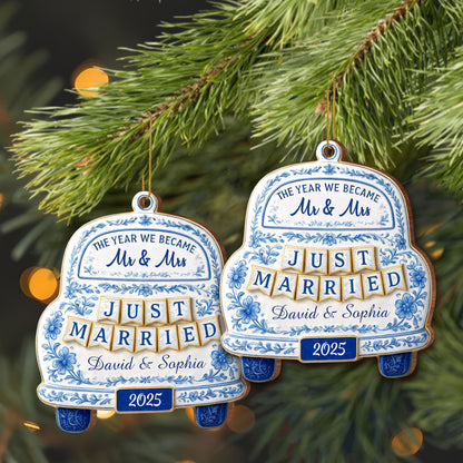 The Year We Became Mr & Mrs, Just Married Car Ornament